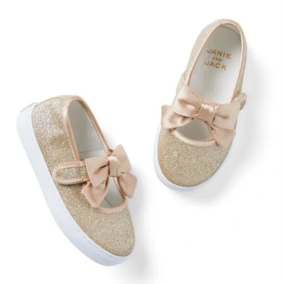 Janie and Jack Other - Janie and Jack Gold Sparkle Mary Jane Sneakers Girls Size 1